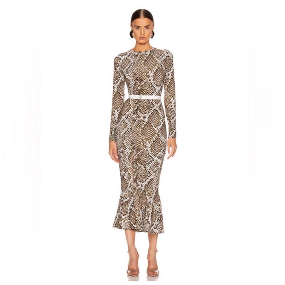 Norma Kamali Python Fishtail Midi Dress, Size Medium
